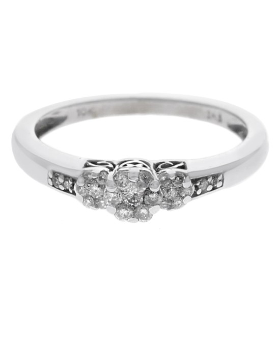 Triple Cluster Diamond Engagement Ring in White Gold